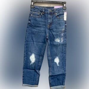 Maurices Girls Distressed Boyfriend Blue Cuffed Jeans NWT Size 10 Junior